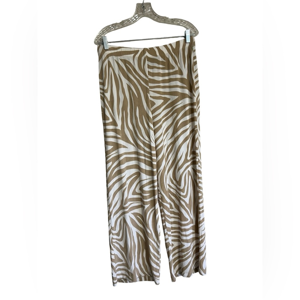 Chico's Tan and White Zebra-Print Wide-Leg Pants